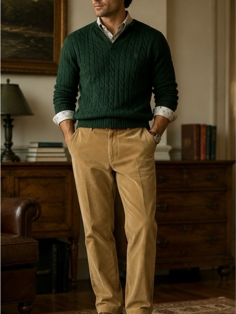 Ralph Lauren Men's Classic Tan Corduroy Pants